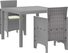 vidaXL Set de masă pentru grădină 3 pcs Gri deschis Polipropilenă