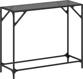 vidaXL Măsuță de cafea, blat din sticlă negră, 98x35x81 cm, oțel