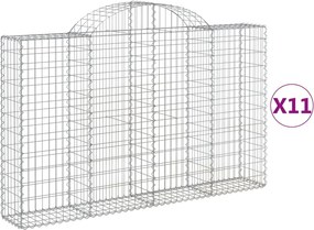 vidaXL Coșuri gabion arcuite 11 buc, 200x30x120/140cm, fier galvanizat
