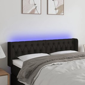 Tablie de pat cu LED, negru, 147x16x78 88 cm, textil 1, Negru, 147 x 16 x 78 88 cm