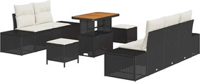 vidaXL Set de canapele pentru grădină cu pernă 8 pcs Negru Rattan poli