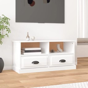 Comoda TV, alb extralucios, 93x35,5x45 cm, lemn prelucrat