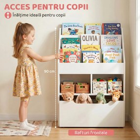 Biblioteca pentru Copii cu mai Multe Rafturi Suport de Organizare cu Sertar de Depozitare pentru Camera de Joaca, Alb HOMCOM | Aosom Romania