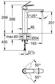 GROHE 23921000 - Baterie pentru lavoar EUROSMART COSMOPOLITAN XL, crom lucios