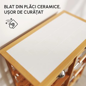 HOMCOM, Carucior bucatarie,  dulap cu roti, dulap cu sertare, mobilier pentru bucatarie, maro | Aosom ro
