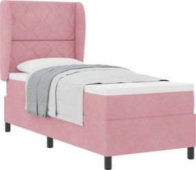 vidaXL Pat cu arcuri cu saltea cu headboard Roz 200 x 80 cm Catifea