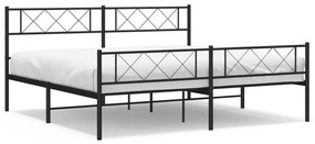 372301 vidaXL Cadru pat metalic cu tăblii de cap/picioare, negru, 193x203 cm