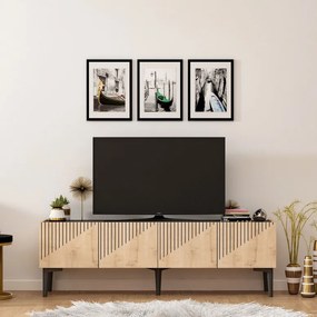 Comoda TV Draw Sapphire Oak-Negru Marble