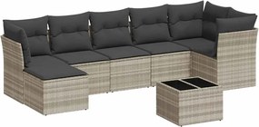 vidaXL Set mobilier de grădină cu perne, 8 piese gri deschis poliratan