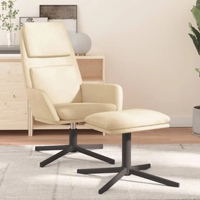 3097807 vidaXL Scaun de relaxare cu taburet, alb crem, catifea