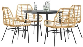 vidaXL Set mobilier de grădină cu perne 5 piese maro sticlă polirattan