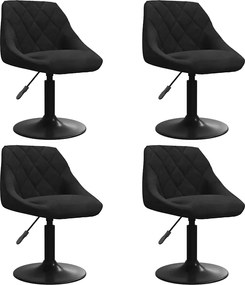 vidaXL Scaune de masă pivotante, 4 buc., negru, catifea