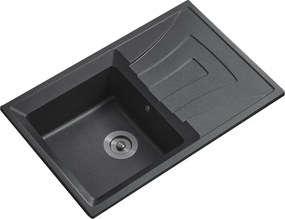 Chiuveta compozit Inter Ceramic finisaj negru 78x50 cm cu picurator