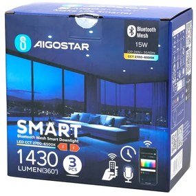 SET 3x corp de iluminat LED dimabil încastrat Aigostar MESH 15W/230V 2700K-6500K d. 17cm