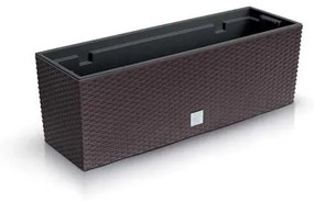 Jardiniera decorativa, imitatie ratan, maro, 58x18x19.5 cm, Rato Case
