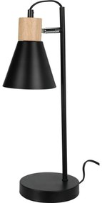 Lampă de masă din metal cu bază din lemn Solanonegru, 14 x 47 cm