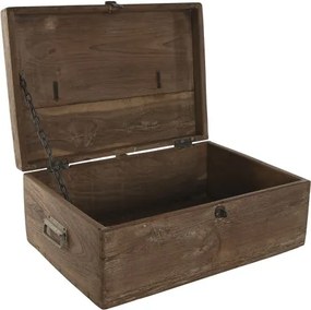 Cufăr decorativ din lemn masiv cu feronerie din metal negru, 46×31×31 cm, „Chest"