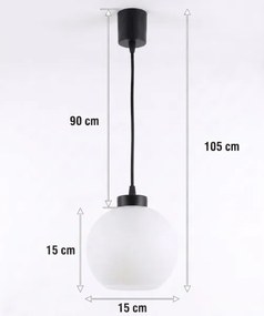 Brilagi - Lustră LED suspendată pe cablu RETRO GLASS 1xE27/60W/230V Ø 15 cm negru/alb