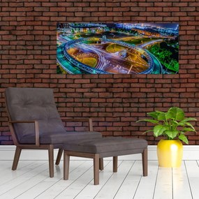 Tablou panorama orașului nocturn (120x50 cm)