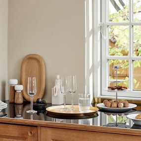 Râșniță pentru condimente din lemn de stejar cu detalii din porțelan alb Kähler Design Hammershoi, înălțime 17,5 cm