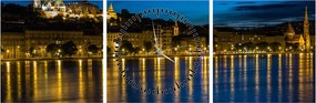 Tablou orașului nocturn (cu ceas) (90x30 cm)