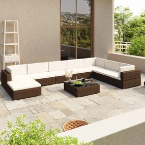 41260 vidaXL Set mobilier de grădină cu perne, 8 piese, maro, poliratan