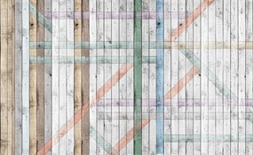 Fototapet - Scănduri de lemn colorate (152,5x104 cm)