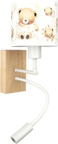 Brilagi - Lampă LED flexibilă BOBO WOOD 1xE27/25W/230V + LED/3W stejar/alb/ursuleți