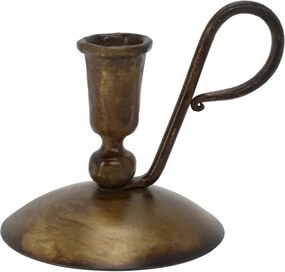 Sfeșnic vintage din alamă antichizată, lucrat manual, 11x10.5 cm, „Lueur"
