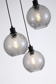 Lustra cu 3 pendule metal negru, sticla fumurie Radiance