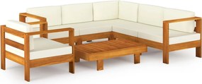 vidaXL Set fotoliu de grădină cu 7 piese și perne, 100x60 cm, lemn de salcâm
