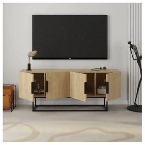 Masă TV în culoare naturală cu aspect de lemn de stejar 140x55 cm Titan – Marckeric