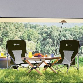 Outsunny Set de 2 Scaune de Plajă Pliabile și Ușoare cu Spătar din Plasă Brațe și Geantă 58x55x62 cm Negru | Aosom Romania