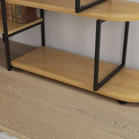 HOMCOM Raft Bibliotecă cu 10 Niveluri, Stil Industrial din PAL și Oțel, 111.5x32x170 cm, Negru și Lemn Natural | Aosom Romania