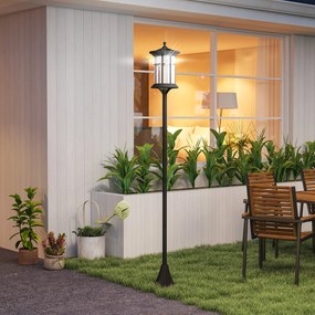 Outsunny Set de două lampioane solare tradiționale de 1,8m - Negru | Aosom Romania