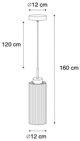 Lampă suspendată Art Deco aurie cu sticlă - Laura