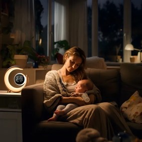 Immax 08981L - Lampă de birou LED RGBW dimabilă cu ceas PEACOCK LED/20W/5V USB