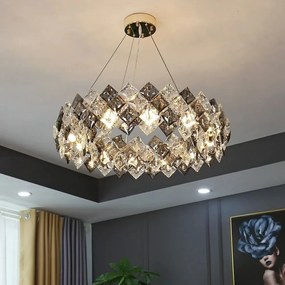 Candelabru Cristal, Elit's EsnWL348-500, 6 X E14, Auriu, 50 cm