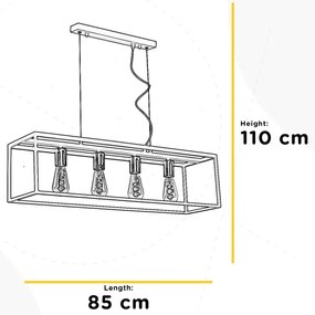 Lustră pe cablu ONLI FLOKI 4xE27/15W/230V negru/cupru