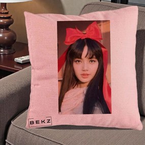 Perna Personalizata K-pop BLACKPINK Rose cu Funda Rosie, 40x40 cm, Roz, Husa Detasabila, Perna Inclusa, BEKZ®