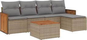 vidaXL Set canapele de grădină cu perne, 6 piese, bej, poliratan