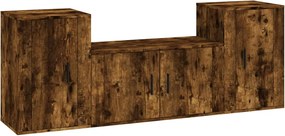 vidaXL Set dulapuri TV, 3 piese, stejar fumuriu, lemn prelucrat