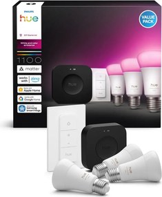 Kit de bază Philips Hue WACA 3xE27/8,1W 1000-20000K + bridge și întrerupător cu variator