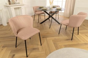 Set 2 scaune stil retro LYON catifea raiata roz