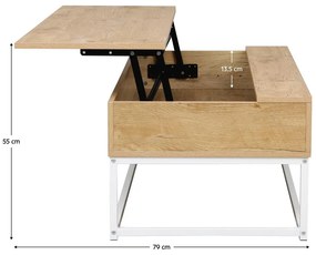 Masă de cafea Lendemain (stejar + alb) (cu sp. depozitare). 1116405