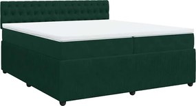 vidaXL Pat box spring cu saltea, verde închis, 200x200 cm, catifea