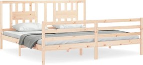 vidaXL Cadru pat cu tăblie 200x200 cm, lemn masiv de pin