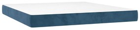 Pat box spring cu saltea, albastru inchis, 160x200 cm, catifea Albastru inchis, 160 x 200 cm, Design cu nasturi