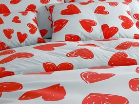 Lenjerie de pat din bumbac WARM HEART albastru deschis Dimensiune lenjerie de pat: 2 buc 70 x 90 cm | 200 x 220 cm