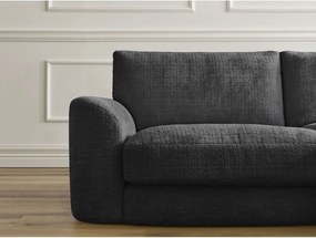 Colțar negru cu tapițerie din chenille (cu colț pe partea dreaptă/cu șezlong) Leonore – Bobochic Paris